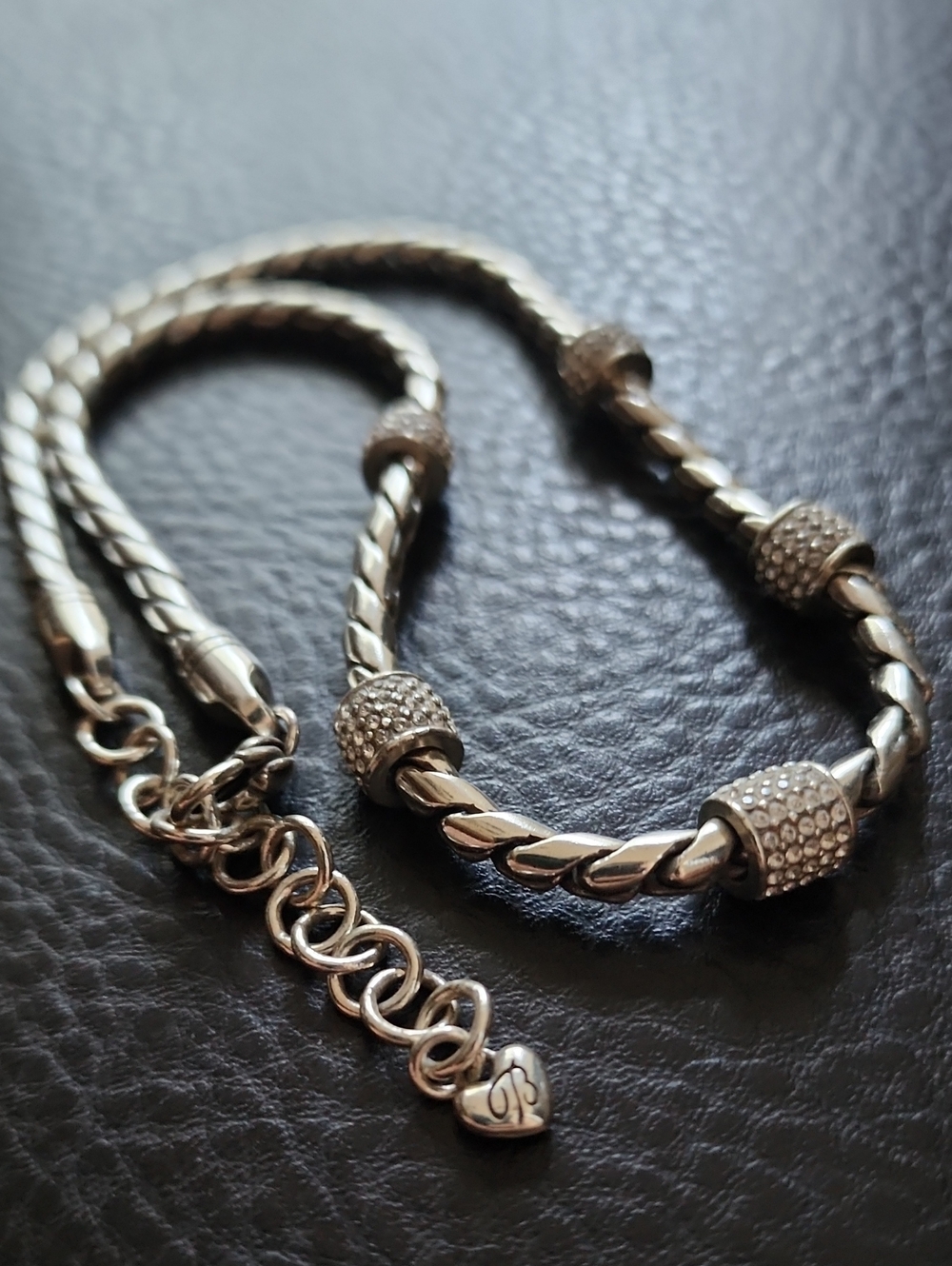Brighton Silver Pavé Bead Twisted Chain Necklace